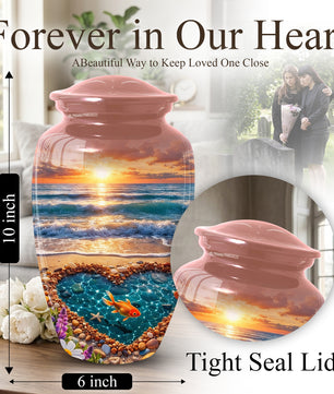 Funeral Urn for Mom – Beach Sunset Memorial Large Urn for Ashes
