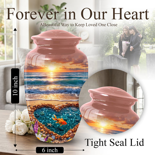 Funeral Urn for Mom – Beach Sunset Memorial Large Urn for Ashes