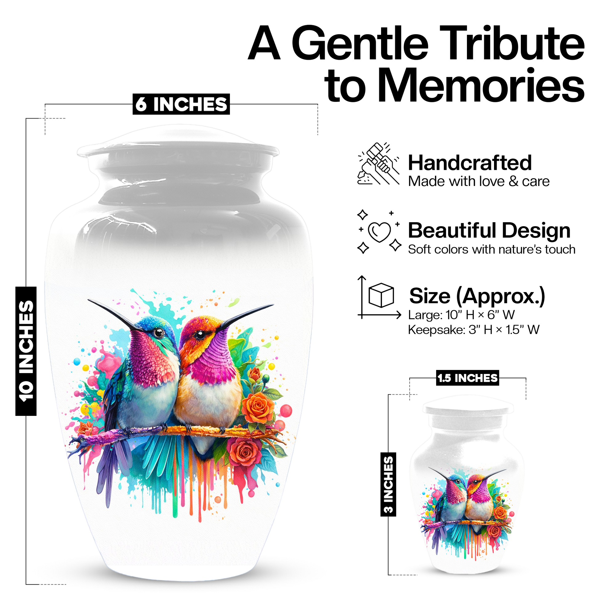 Personalized Hummingbird Cremation Urn for Human Ashes | Custom Urn for Mom