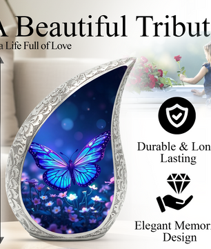 Blue Butterfly Urn for Human Ashes | Butterfly Memorial Urn