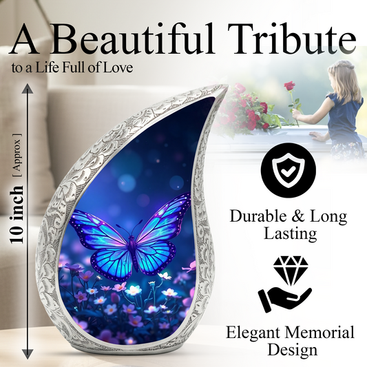 Blue Butterfly Urn for Human Ashes | Butterfly Memorial Urn