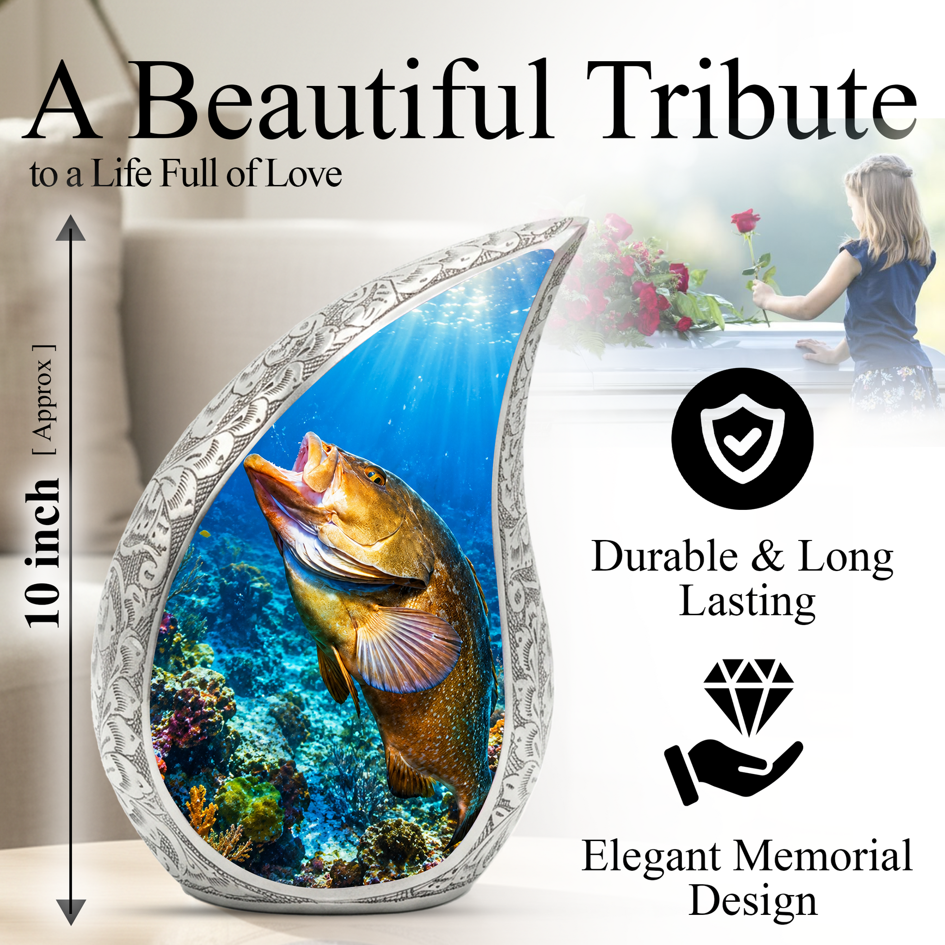 Fishing Urn for Dad Ashes | Gone Fishing Cremation Urn for Men, Fishing Urn for Human Ashes,
