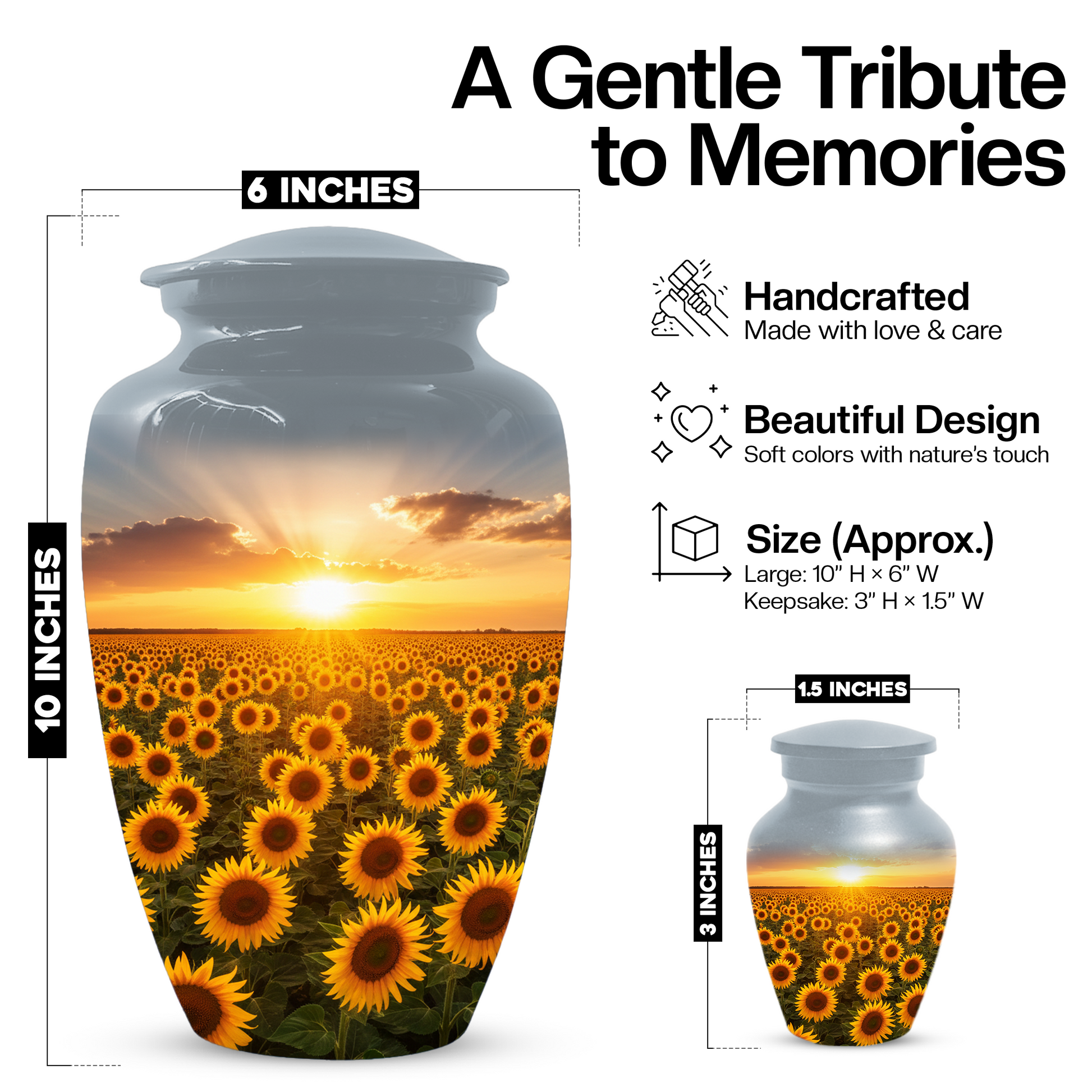 Sunflower Urn for Ashes, Custom Cremation Urn, Memorial Urn for Mom