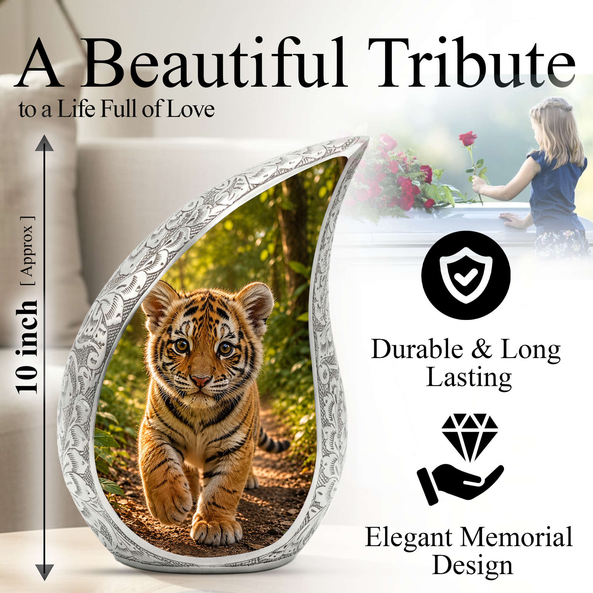 Tiger Urn for Adult Ashes | Majestic Adult Cremation Urn for Human Ashes Memorial
