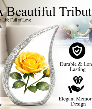 Yellow Rose Urn for Mom | Floral Urn for Human Ashes