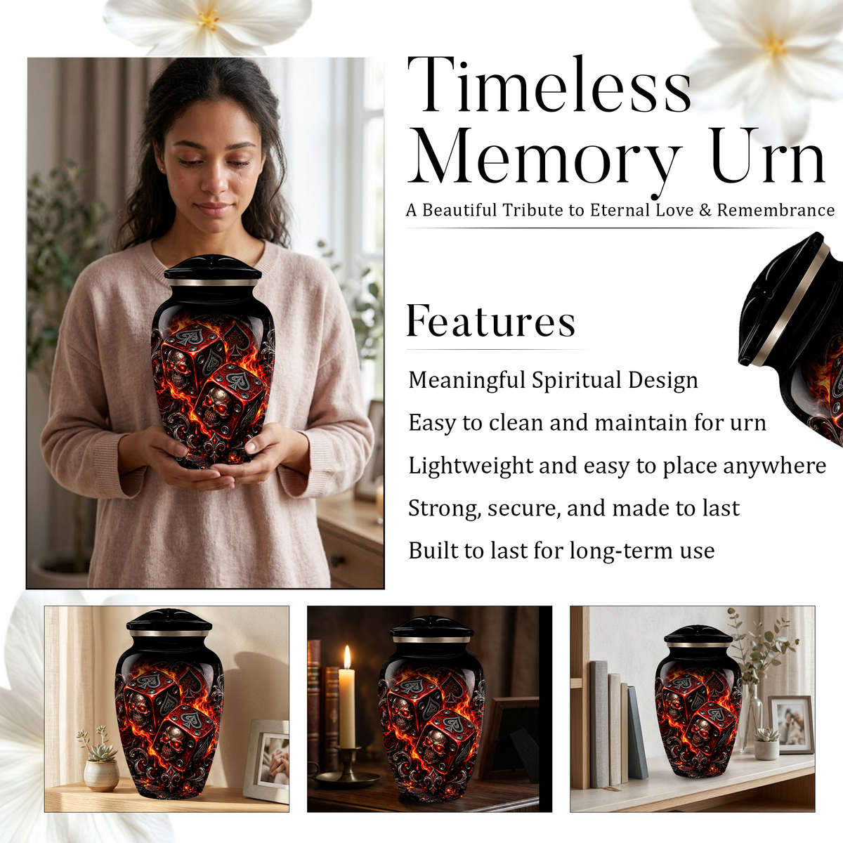 Skull Dice Cremation Urn for Ashes | Personalized Adult Memorial Urn