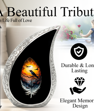 Feather Memorial Urn for Mom – Personalized Cremation Urn for Human Ashes | Beautiful Urns for Women