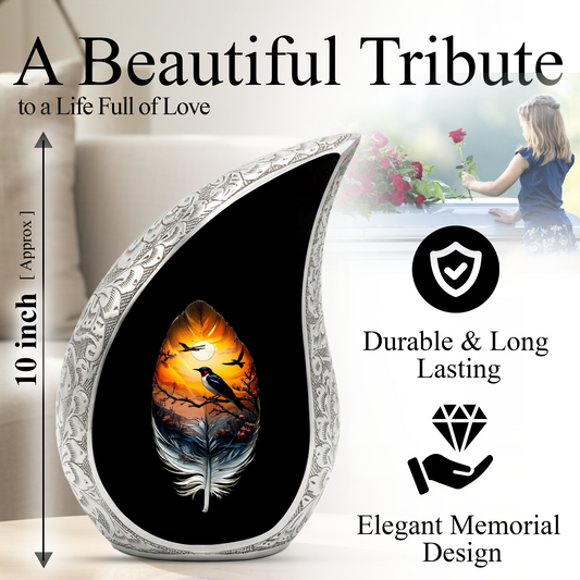 Feather Memorial Urn for Mom – Personalized Cremation Urn for Human Ashes | Beautiful Urns for Women