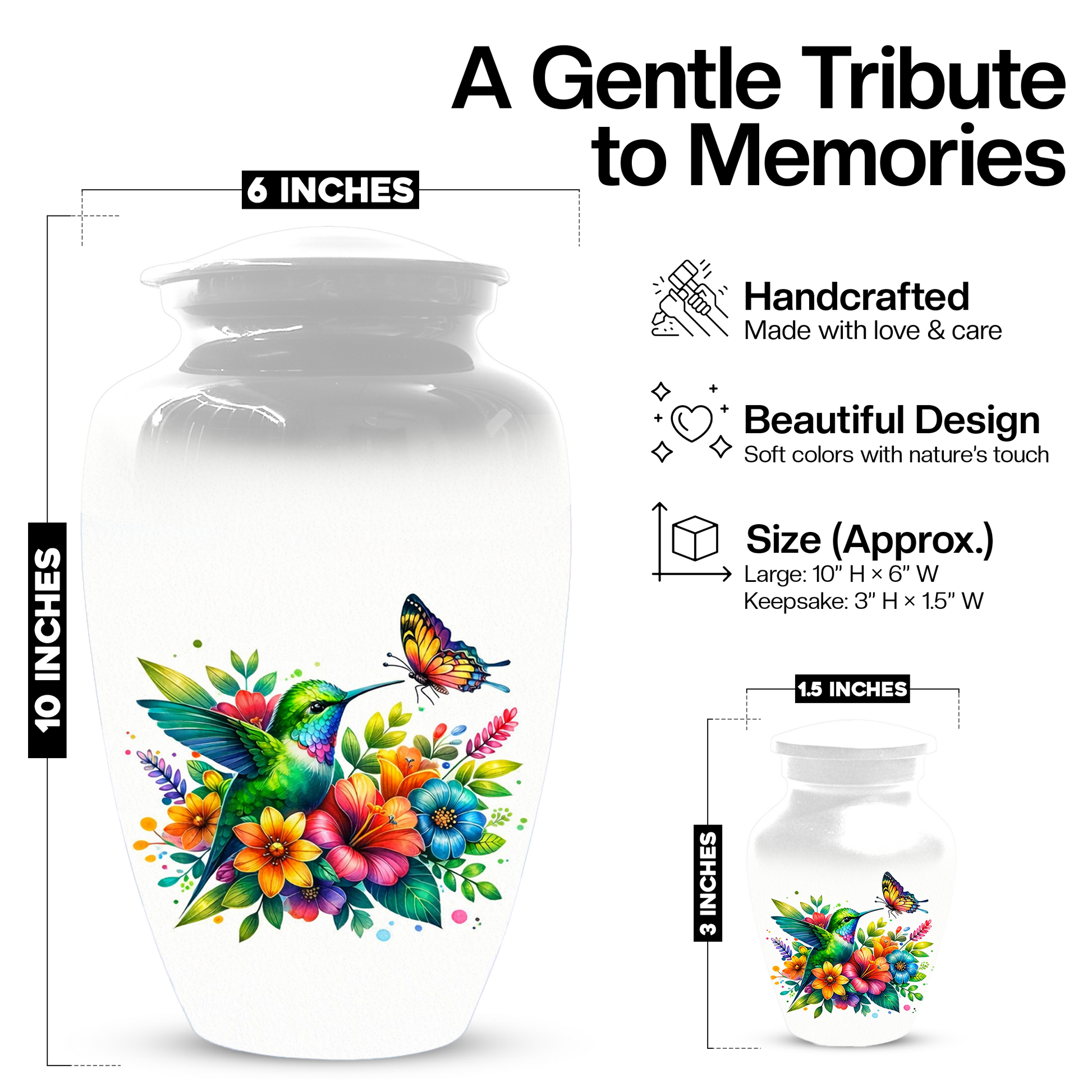 Personalized Hummingbird Cremation Urn for Human Ashes