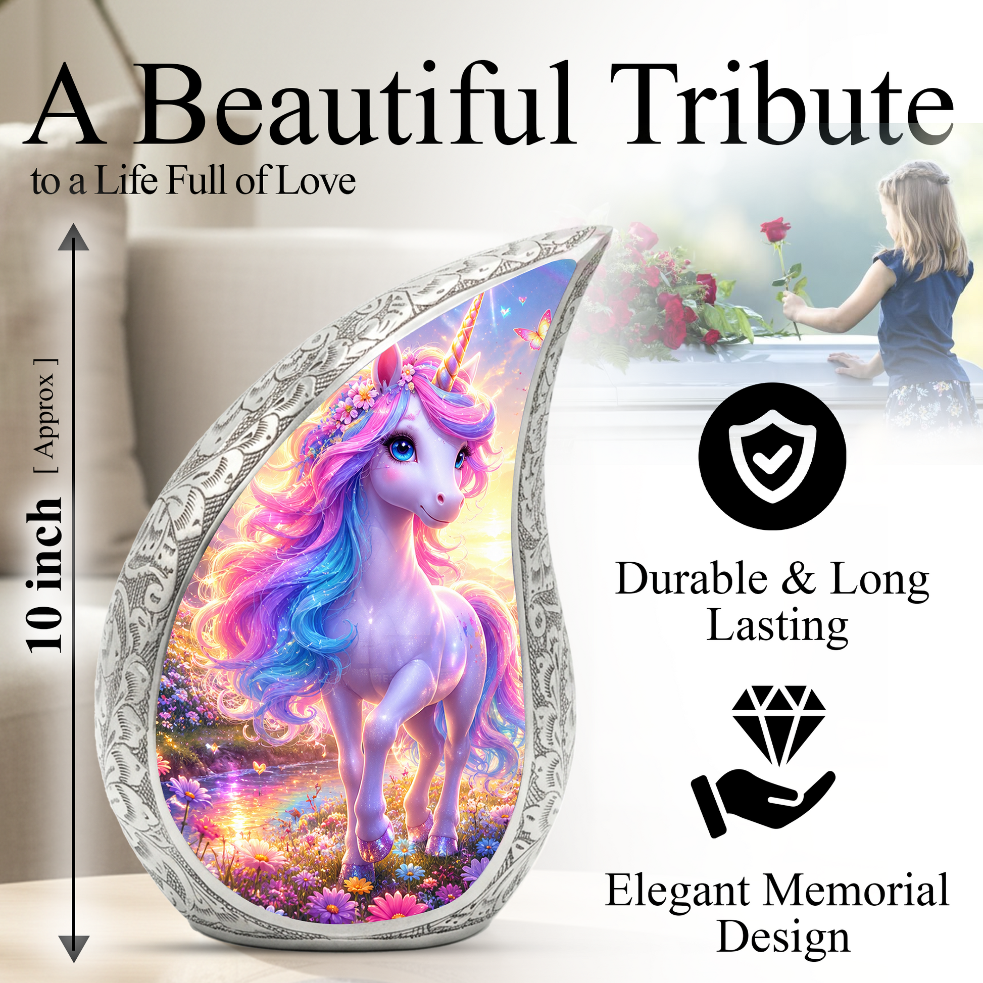 Unicorn Adult Urn for Ashes,Cremation Urn for Women