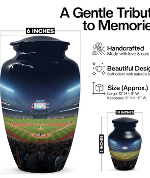 Baseball Stadium Adult Urn for Human Ashes | Personalized Baseball Cremation Urn for Men & Dad