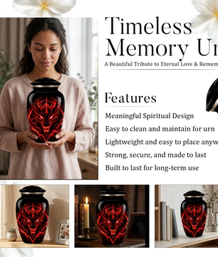 Red Dragon Cremation Urn for Ashes | Personalized Dragon Memorial Urn | Black & Red Fantasy Adult Urn