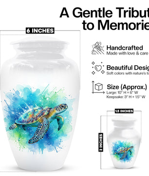 Turtle Urn for Human Ashes | Peaceful Turtle Adult Cremation Urn & Nature Memorial
