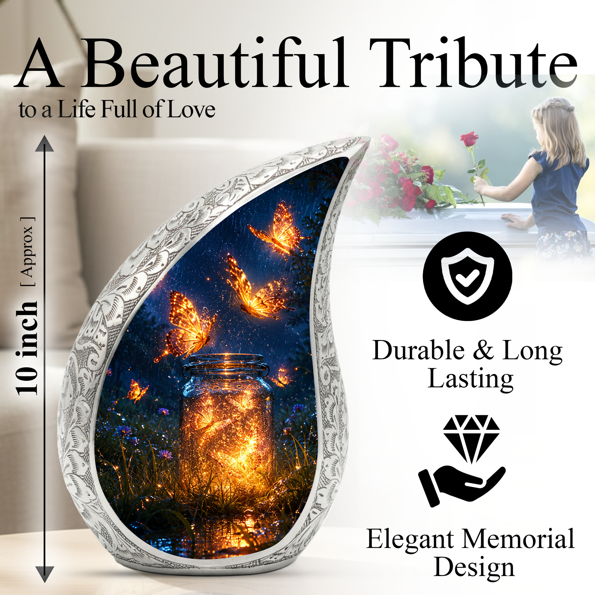 Butterfly Urn for Ashes, Butterfly Cremation Urn for Human Ashes