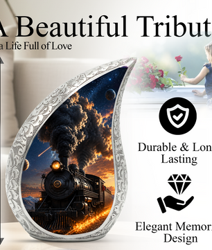 Train Urn for Human Ashes | Unique Adult Cremation Urn | Train Memorial Urn for Adult Ashes, Men & Women