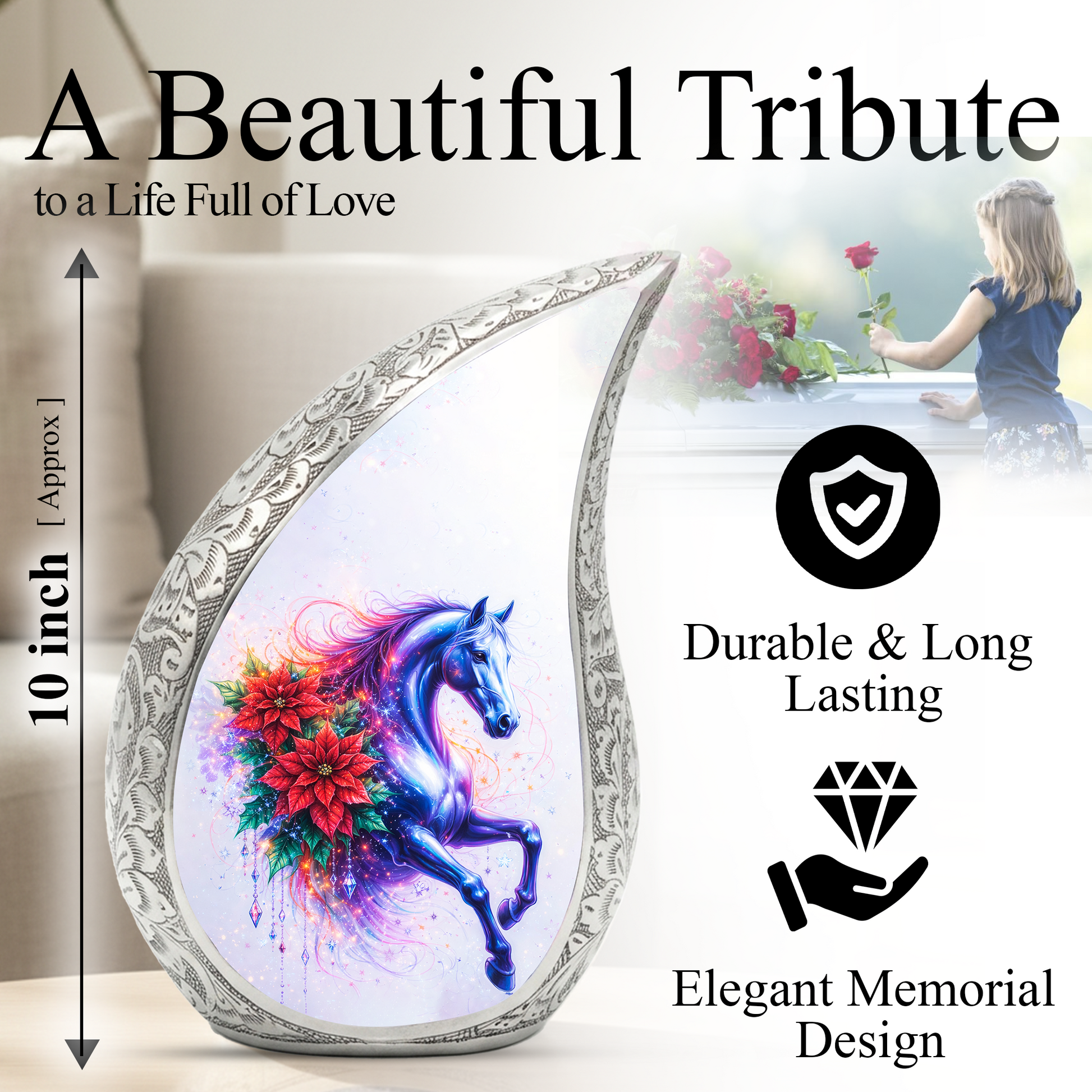 Beautiful Horse Adult Urn for Human Ashes – Premium Horse Cremation Urn