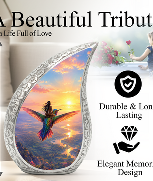 Hummingbird Urn for Human Ashes | Beautiful Adult Cremation Urn | Hummingbird Memorial Urn for Adult Ashes