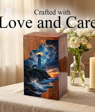 Lighthouse Wooden Cremation Urn for Human Ashes