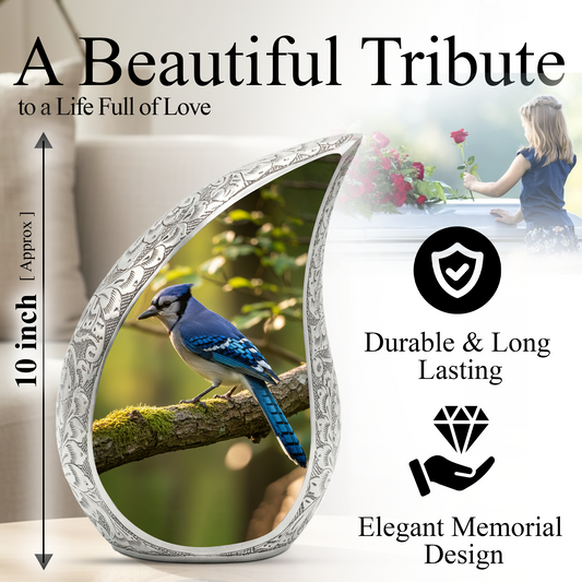 Blue Jay Memorial Urn for Mom | Personalized Funeral Urn