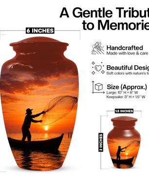 Personalized Fishing Urn for Ashes | Gone Fishing Memorial Urn