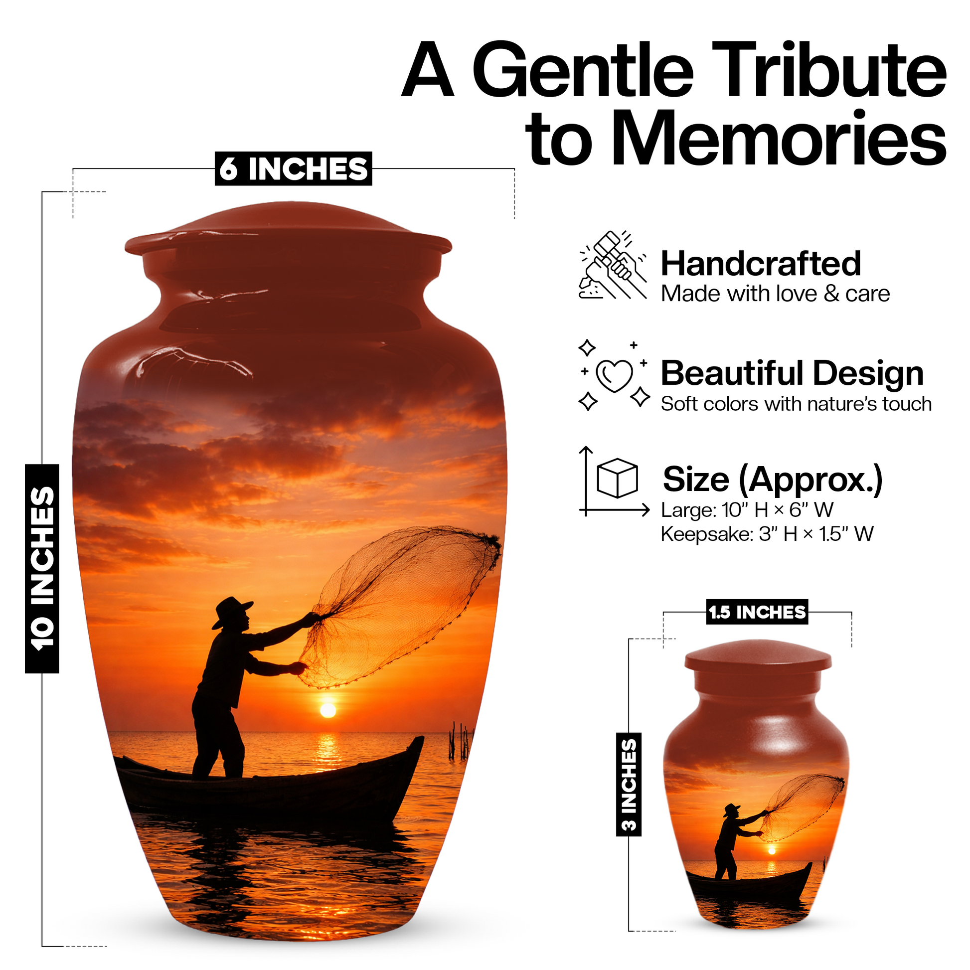 Personalized Fishing Urn for Ashes | Gone Fishing Memorial Urn