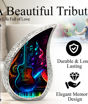 Colorful Music Guitar Cremation Urn for Adult Ashes