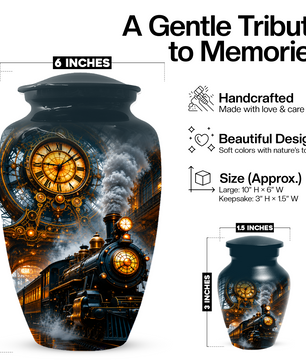 Train Cremation Urn for Men | Steam Locomotive Memorial Urn for Ashes Male