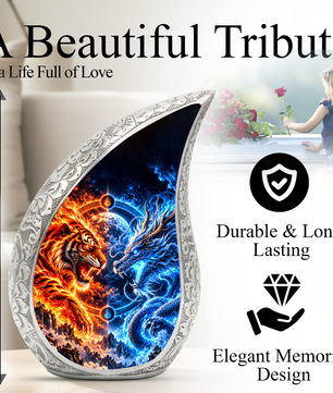 Tiger and Dragon Cremation Urn for Ashes, Fire and Ice Memorial Urn