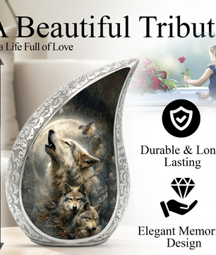 Wolf Urn for Human Ashes | Powerful Wolf Adult Cremation Urn | Wildlife Memorial Urn