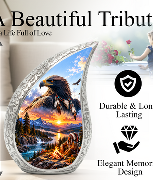 Eagle Adult Urn for Ashes, Native American Eagle Cremation Urn for Human Ashes