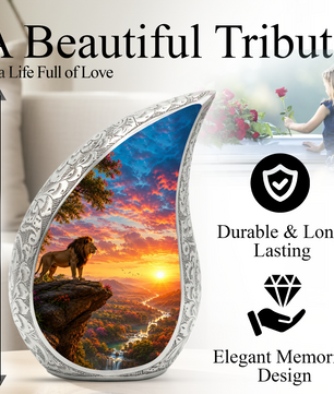Lion Sunset Urn for Human Ashes | Adult Cremation Urn for Dad