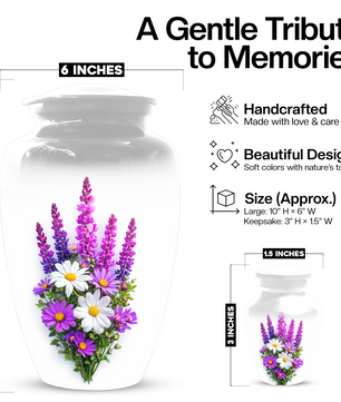 Wildflower Urn for Ashes, Custom Floral Cremation Urn for Mom