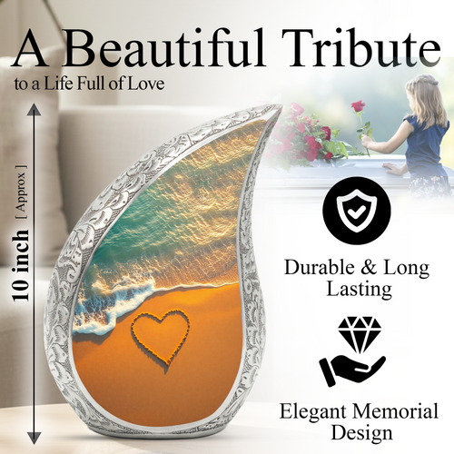 Beach Memorial Urn | Ocean Waves Cremation Urn | Personalized Urn for Mom & Loved Ones