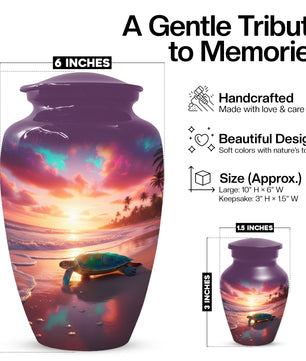 Sea Turtle Urn for Human Ashes | Beach Themed Adult Cremation Urn, Ocean Memorial Urn