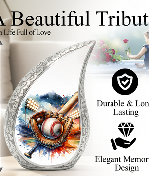 Personalized Urn for Dad, Baseball Memorial Urn