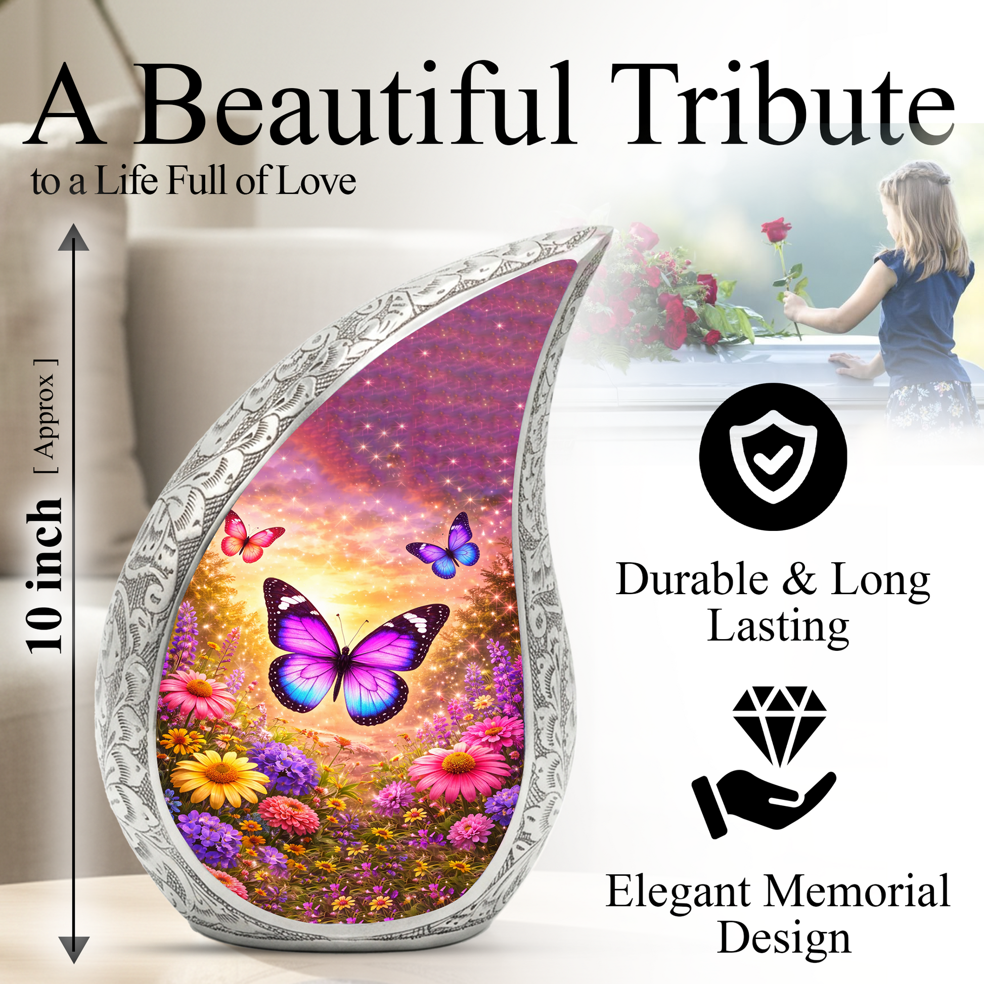 Butterfly Adult Urn for Human Ashes – Premium Butterfly Cremation Urn