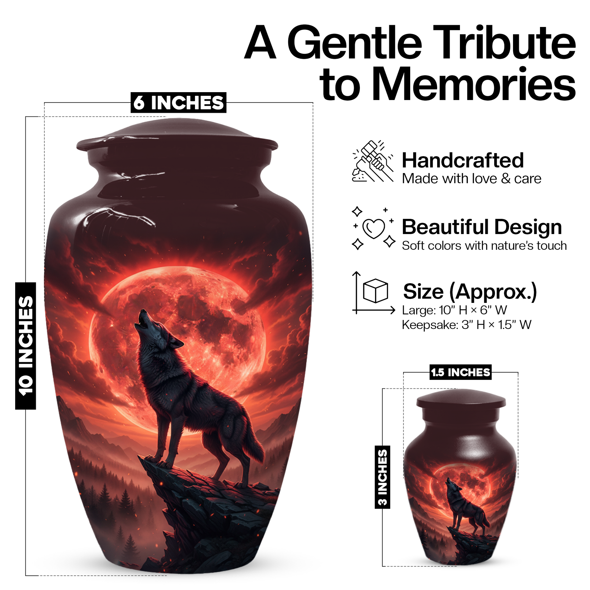 Wolf Urn for Dad – Custom Howling Wolf Cremation Urns for Ashes