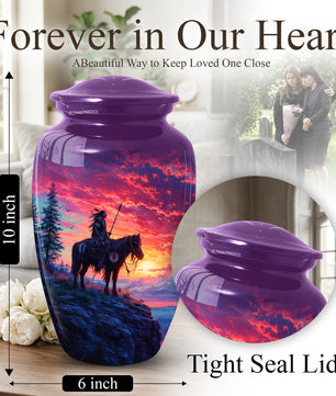 Native American Horse Urns for Dad, Adult Cremation Large  Urn For Ashes