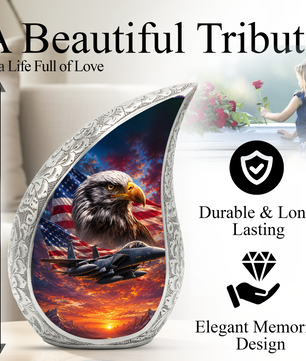 Eagle Urn for Human Ashes | Patriotic Eagle Adult Cremation Urn | Eagle Memorial Urn for Men, Women & Adults