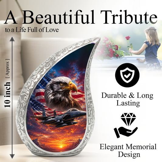 Eagle Urn for Human Ashes | Patriotic Eagle Adult Cremation Urn | Eagle Memorial Urn for Men, Women & Adults