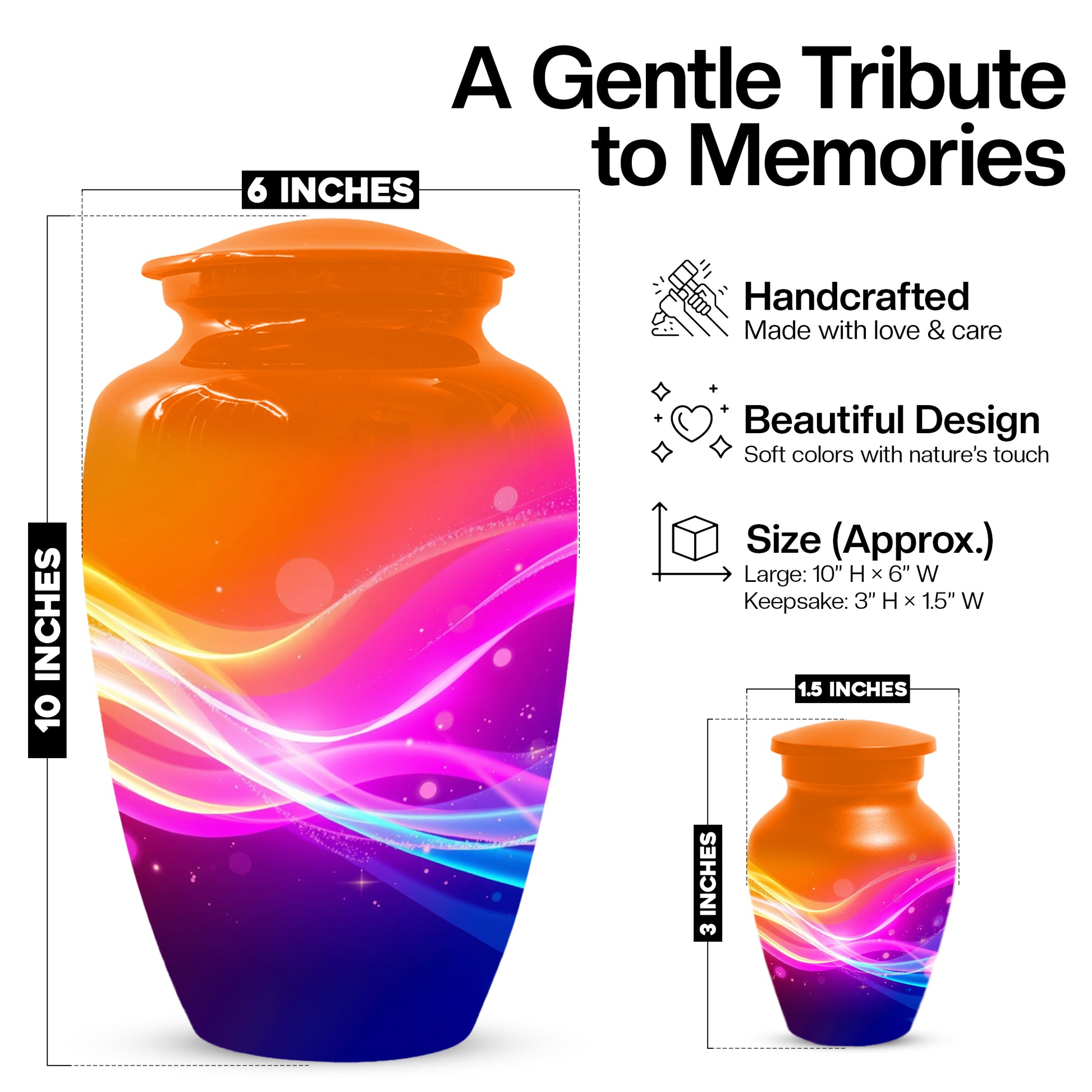 Modern Abstract Cremation Urn for Ashes – Colorful Adult Funeral Urns