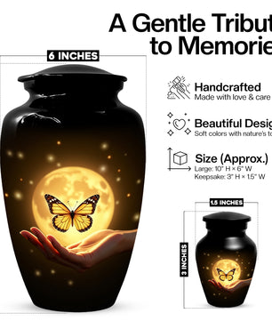 Beautiful Moon Butterfly Urn for Human Ashes | Moonlight Butterfly Cremation Urn