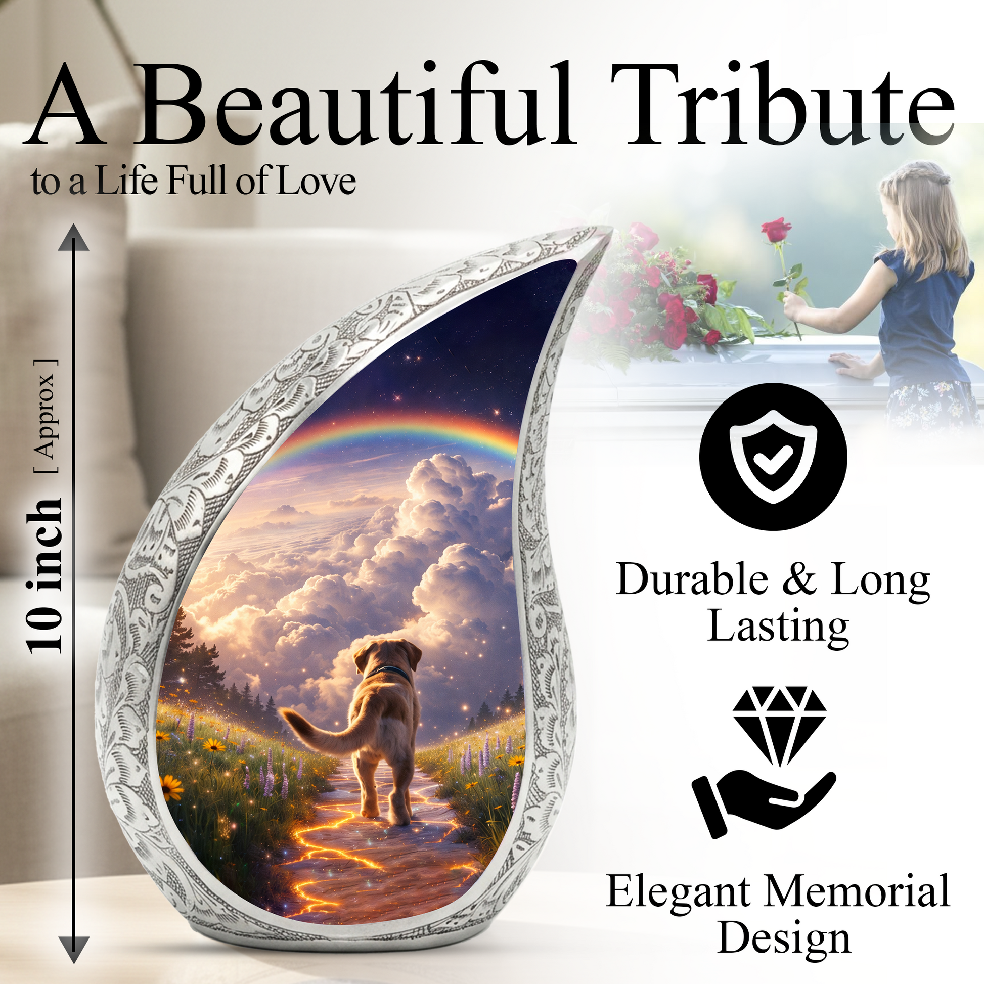 Dog Heaven Urn for Human & Pet Ashes – Personalized Dog Heaven Cremation Urn