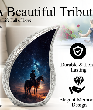 Cowboy with Stars Night Sky Cremation Urn for Adult Ashes