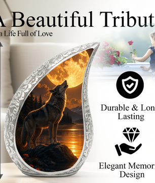 Wolf Adult Urn for Human Ashes – Moonlight Adult Cremation Urn