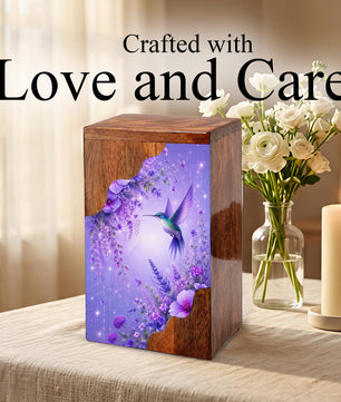 Hummingbird Cremation Urn for Mom | Wooden Urn for Human Ashes