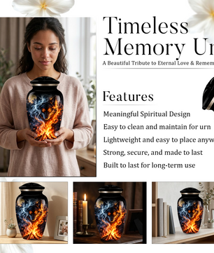 Personalized Adult Cremation Urn for Ashes, Fiery Wolf Memorial Urn, Black Wolf Cremation Urn