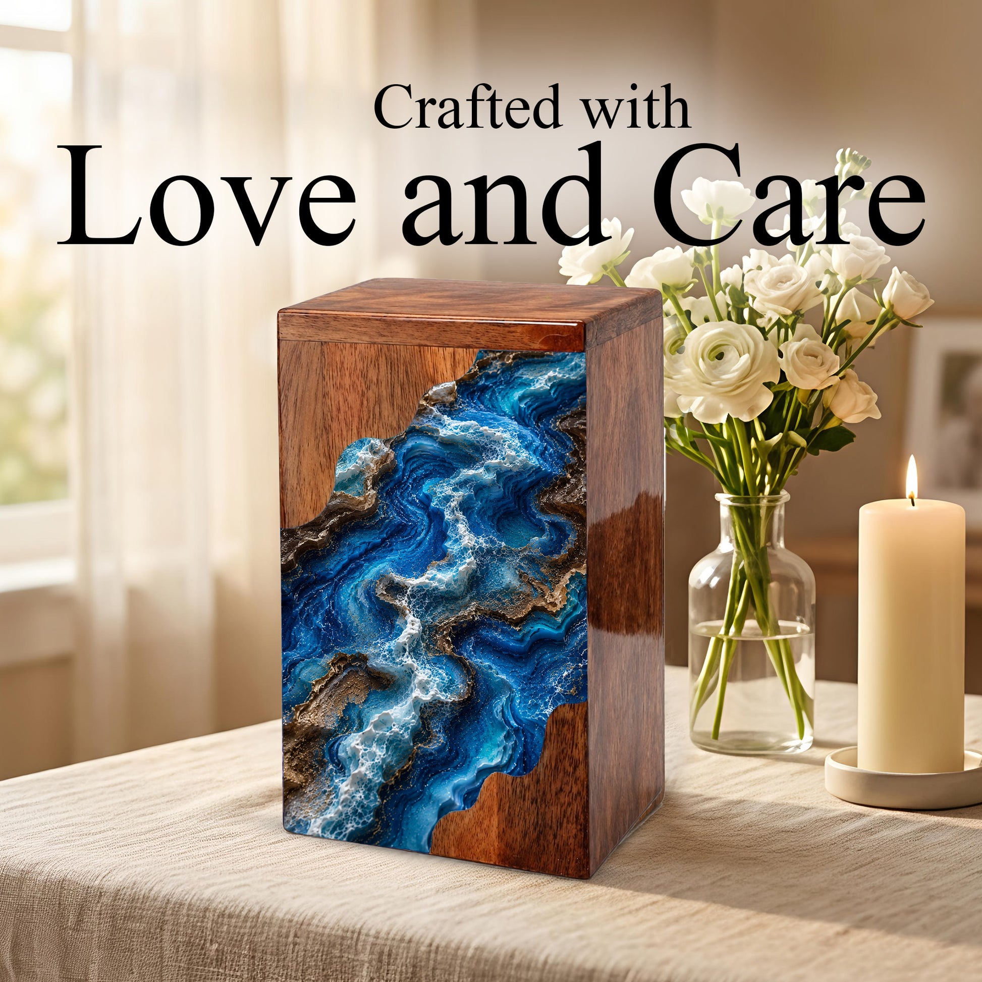 Ocean Flow Cremation Urn – Wooden Urn for Human Ashes