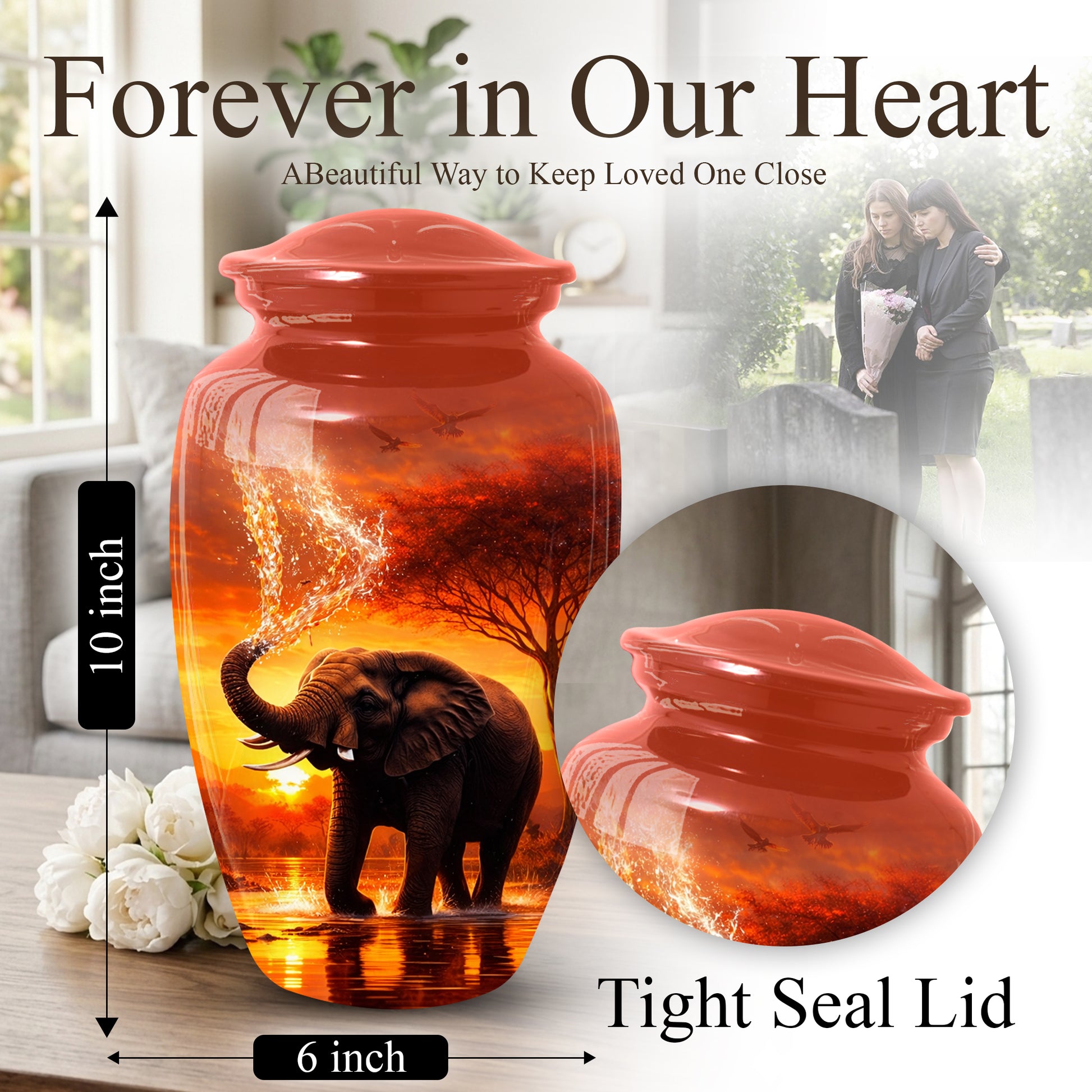 Elephant Urn for Dad- Cremation Large Urn for Ashes Adult Male | Keepsake Urn For Dad
