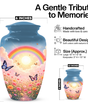 Rainbow Butterfly Urn for Ashes, Custom Memorial Cremation Urn